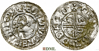 Денарий, Англия, Æthelred II (978-1016), м.д. Thetford, монетарий Osbern, North 770
