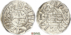 Денарий, Германия, Бавария, Heinrich II (1002-1024), м.д. Regensburg, монетарий ANZO, Hahn 1976, 27a2