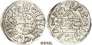 Денарий, Германия, Бавария, Heinrich II (1002-1024), м.д. Regensburg, монетарий ANZO, Hahn 1976, 27a2