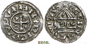 Денарий, Германия, Бавария, Heinrich II (955-995), м.д. Regensburg, монетарий SIC, Hahn 1976, 22g2