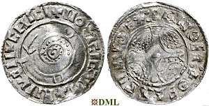 Денарий, Дания, Knut (1018-1035), м.д. Lund, Hbg. 20