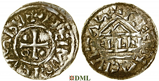 Денарий, Германия, Бавария, Heinrich II (985–995), м.д. Regensburg, монетарий ELLN, Hahn 1976, 22c2