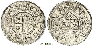 Денарий, Германия, Бавария, Heinrich II (1002-1024), м.д. Regensburg, монетарий ANNO, Hahn 1976, 27a3