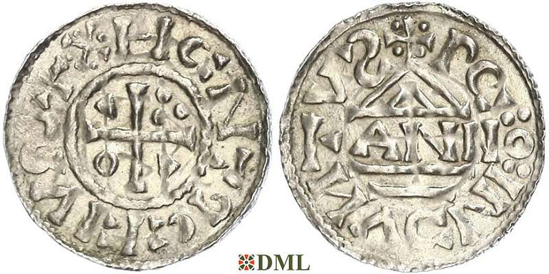 Денарий, Германия, Бавария, Heinrich II (1002-1024), м.д. Regensburg, монетарий ANNO, Hahn 1976, 27a3