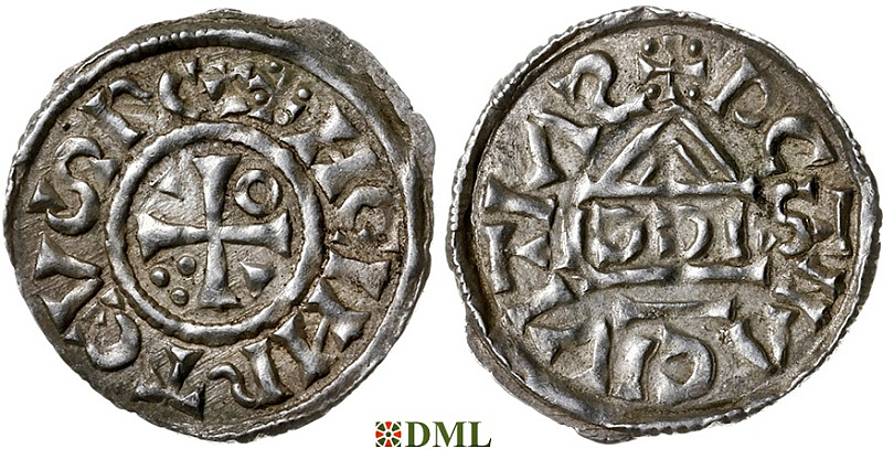 Денарий, Германия, Бавария, Heinrich II (1002-1024), м.д. Regensburg, монетарий SICCI, Hahn 1976, 27h1.1