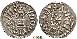 Денье, Каролинги, Louis II (855-875) и Angilberge (876-870) , м.д. Benevento, Depeyrot 141 M