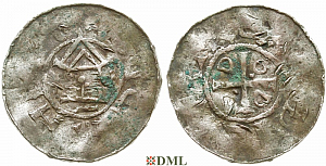 Денарий, Германия, Саксония, Нижняя Саксония , Otto III (983-1002), м.д. Goslar, type OAP