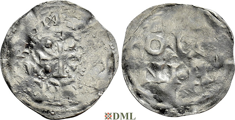 Денарий, Германия, Нижняя Лотарингия, Heinrich II (1002-1024), м.д. Koln, Dbg. 350
