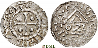 Денарий, Германия, Бавария, Heinrich I (948-955), м.д. Regensburg, монетарий OZI, Hahn 1976, 10j1
