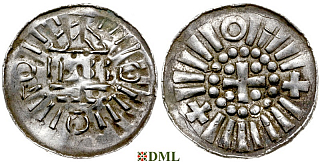Денарий, Германия, Саксония, Anonymous bishop, Sachesnpfennig, Kilger 2000, KN 3