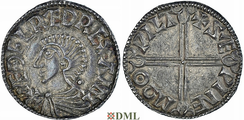 Денарий, Англия, Æthelred II (978-1016), м.д. Wilton, монетарий , North 774