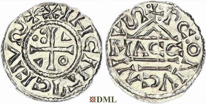 Денарий, Германия, Бавария, Heinrich II (1002-1024), м.д. Regensburg, монетарий MΛCCO, Hahn 1976, 27f1