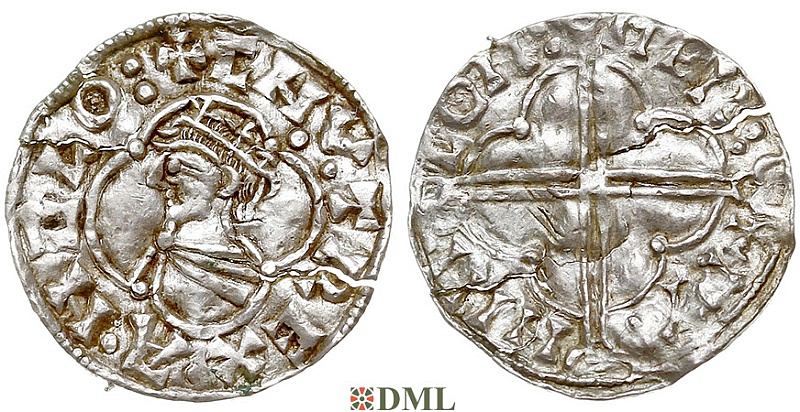 Денарий, Англия, Knut (1016-1035), м.д. Norwich, монетарий ?, North 781