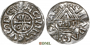 Денарий, Германия, Бавария, Heinrich II (1002-1024), м.д. Cham, монетарий HEIƧ, Hahn 1976, 80b1