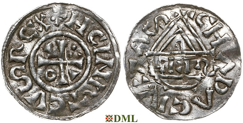 Денарий, Германия, Бавария, Heinrich II (1002-1024), м.д. Cham, монетарий HEIƧ, Hahn 1976, 80b1