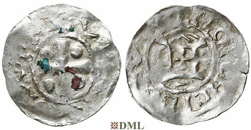 Денарий, Германия, Франкония, Otto III (983-1002), м.д. Mainz, Dbg. 777