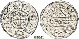 Денарий, Германия, Бавария, Heinrich II (1002-1024), м.д. Neuburg, монетарий DIOTP, Hahn 1976, 84a1