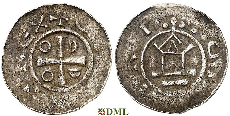 Денарий, Германия, Саксония, Otto III (983-1002), м.д. Goslar, type OAP