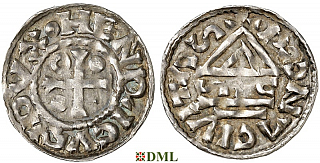 Денарий, Германия, Бавария, Heinrich II (985–995), м.д. Regensburg, монетарий SIC, Hahn 1976, 22g2