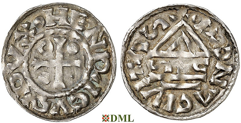 Денарий, Германия, Бавария, Heinrich II (985–995), м.д. Regensburg, монетарий SIC, Hahn 1976, 22g2