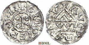 Денарий, Германия, Швабия, Liutolf (989-995), м.д. Augsburg, монетарий WI, Hahn 1976, 138a1