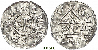 Денарий, Германия, Швабия, Liutolf (989-995), м.д. Augsburg, монетарий WI, Hahn 1976, 138a1