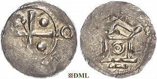 Денарий, Германия, Франкония, Otto III (983-1002), м.д. Worms, Dbg. 844