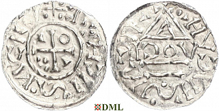 Денарий, Германия, Бавария, Heinrich II (1002-1024), м.д. Regensburg, монетарий HƆOV, Hahn 1976, 27i1
