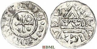 Денарий, Германия, Бавария, Heinrich IV (995-1002), м.д. Regensburg, монетарий WIC, Hahn 1976, 25e3