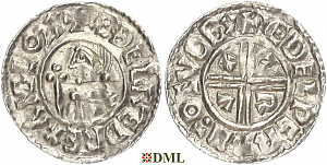 Денарий, Англия, Æthelred II (978-1016), м.д. Sudbury, монетарий Ædelperd, North 770