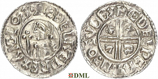 Денарий, Англия, Æthelred II (978-1016), м.д. Sudbury, монетарий Ædelperd, North 770