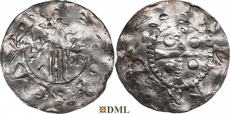 Денарий, Германия, Нижняя Лотарингия, Heinrich II (1002-1024), м.д. Deventer, Ilisch 2000, 1.8