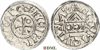 Денарий, Германия, Бавария, Heinrich II (1002-1024), м.д. Regensburg, монетарий SICCI, Hahn 1976, 27h1