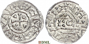 Денарий, Германия, Бавария, Heinrich II (1002-1024), м.д. Regensburg, монетарий HECIL, Hahn 1976, 27e1