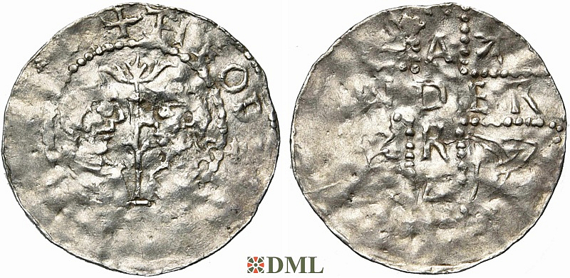 Денарий, Германия, Верхняя Лотарингия, Thierry I (984-1026), м.д. Andernach, Dbg. 437
