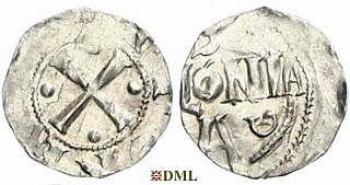 Денарий, Германия, Нижняя Лотарингия, Otto III (983-1002), м.д. Koln, Dbg. 331