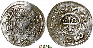 Денарий, Германия, Бавария, Heinrich II (1002-1024), м.д. Regensburg, монетарий I•Z•O , Hahn 1976, 30c1
