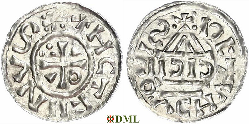 Денарий, Германия, Бавария, Heinrich II (1002-1024), м.д. Regensburg, монетарий CICII, Hahn 1976, 27b1