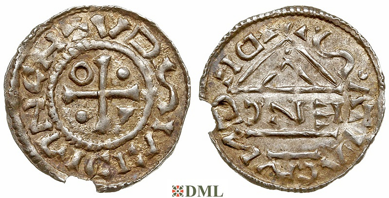 Денарий, Германия, Бавария, Heinrich IV (995-1002), м.д. Regensburg, монетарий ENC, Hahn 1976, 25c4.2