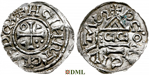 Денарий, Германия, Бавария, Heinrich II (1002-1024), м.д. Regensburg, монетарий ECCO, Hahn 1976, 27c1.3