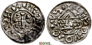 Денарий, Германия, Бавария, Heinrich IV (995-1002), м.д. Salzburg, монетарий WɅN, Hahn 1976, 87b2