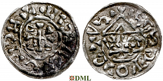 Денарий, Германия, Бавария, Heinrich IV (995-1002), м.д. Salzburg, монетарий WɅN, Hahn 1976, 87b2