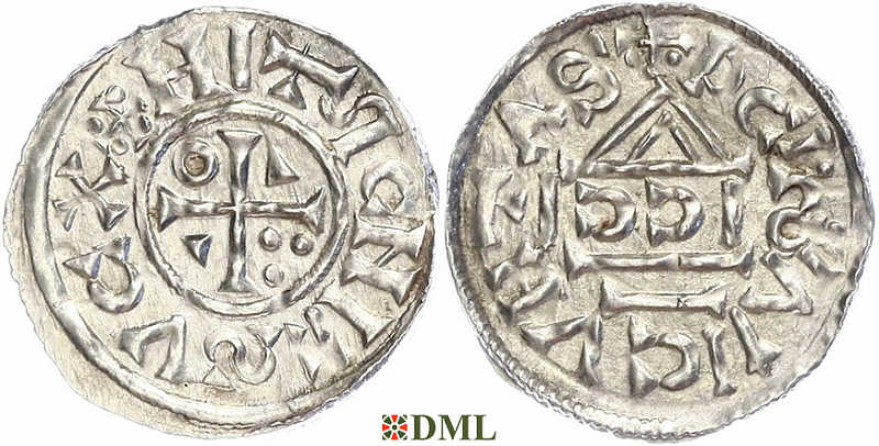 Денарий, Германия, Бавария, Heinrich II (1002-1024), м.д. Regensburg, монетарий SICCI, Hahn 1976, 27h1