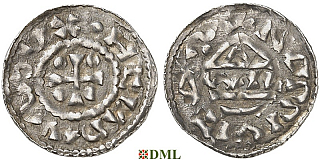 Денарий, Германия, Бавария, Heinrich III (982-985), м.д. Nabburg, монетарий WIL, Hahn 1976, 71b1