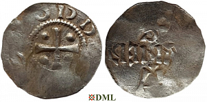 Денарий, Германия, Нижняя Лотарингия, Otto III (983-1002), м.д. Deventer, Ilisch 2000, 1.1