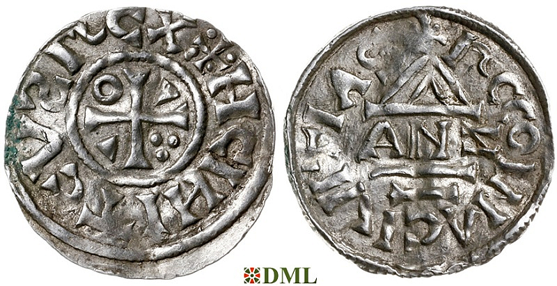Денарий, Германия, Бавария, Heinrich II (1002-1024), м.д. Regensburg, монетарий ANZO, Hahn 1976, 27a2.2