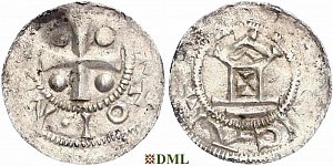 Денарий, Германия, Франкония, Otto II - Otto III (973-1002), м.д. Speyer, Dbg. 825