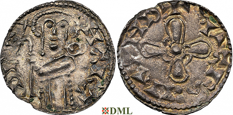 Денарий, Дания, Harald III Hen (1075-1080), м.д. Lund, Hbg. 1