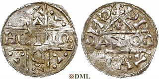 Денарий, Германия, Бавария, Heinrich V (1018-1026), м.д. Regensburg, монетарий AZO, Hahn 1976, 31b3