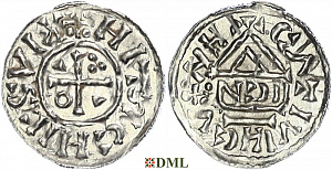 Денарий, Германия, Бавария, Heinrich II (1002-1024), м.д. Nabburg, монетарий IICN, Hahn 1976, 74a2
